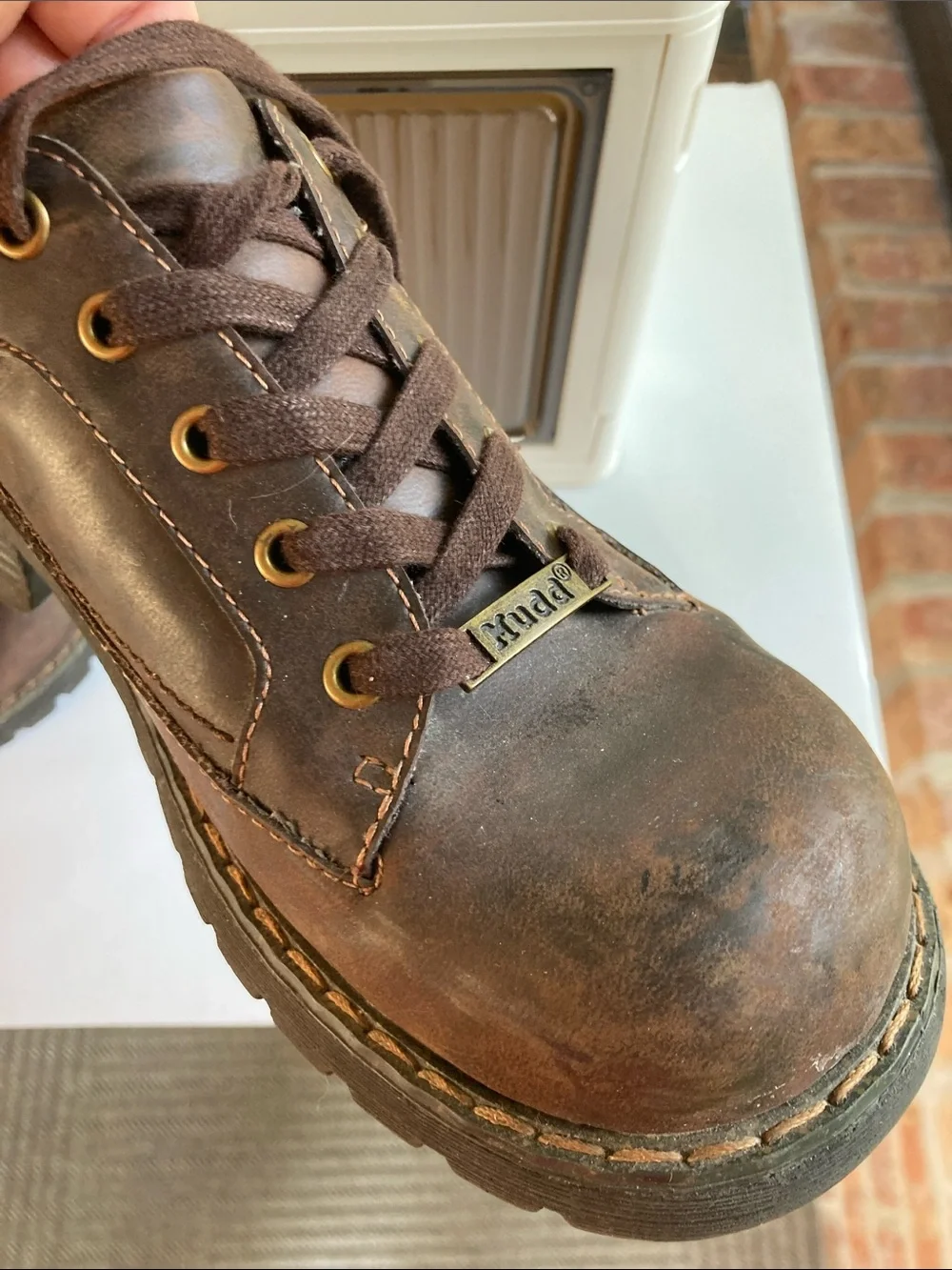 VINTAGE Mudd Nigel Y2K Brown Leather Chunky Lug Sole Platform Shoes Goth Size 8